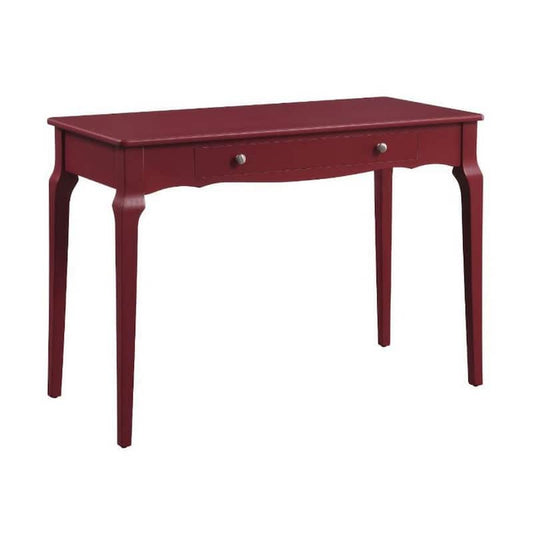 42 in. Red Wood Rectangular Simple Writing Desk with-Drawer