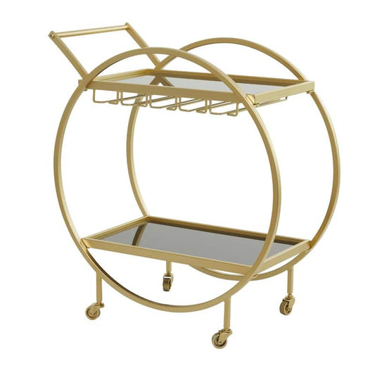 31 in. Gold Metal Contemporary Bar Cart