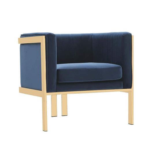 Paramount Royal Blue and Polished Brass Accent Arm Chair