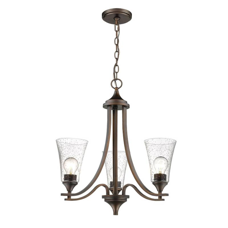 3-Lights 23 in. Rubbed Bronze Chandelier