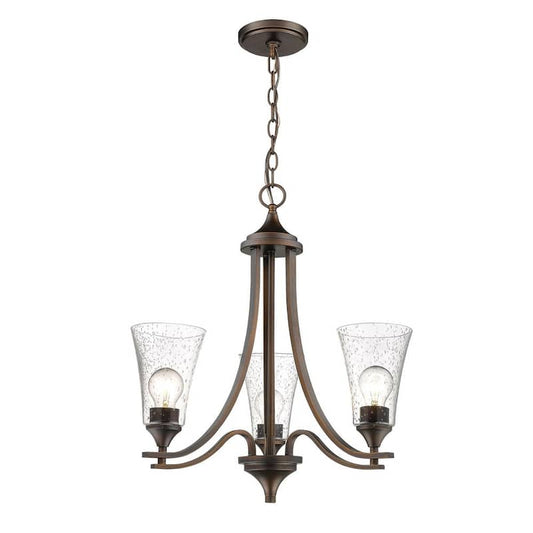 3-Lights 23 in. Rubbed Bronze Chandelier