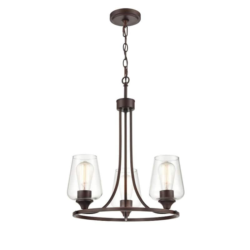 3-Lights 18 in. Rubbed Bronze Chandelier