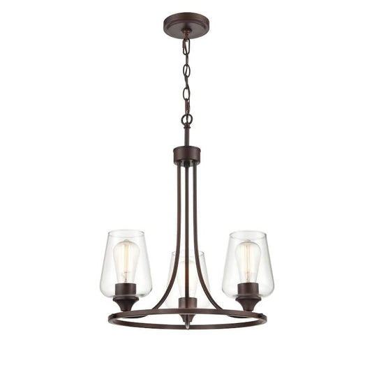 3-Lights 18 in. Rubbed Bronze Chandelier