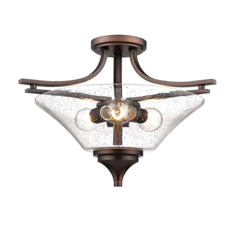 3-Light 19 in. Rubbed Bronze Semi-Flush