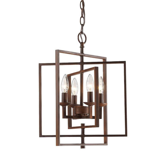 14 in. 4-Light Rubbed Bronze Outdoor Pendant