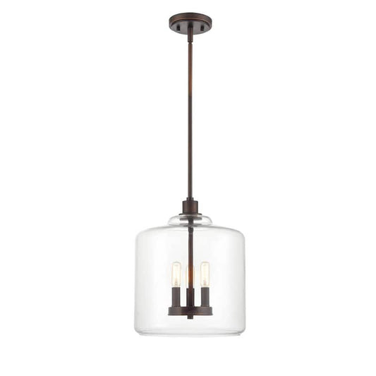 12 in. 3-Light Rubbed Bronze Pendant