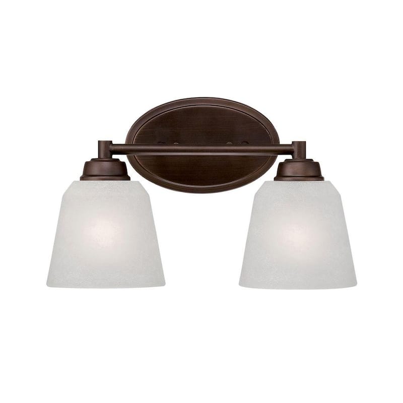 2-Light Rubbed Bronze Vanity Light with India Scavo Glass