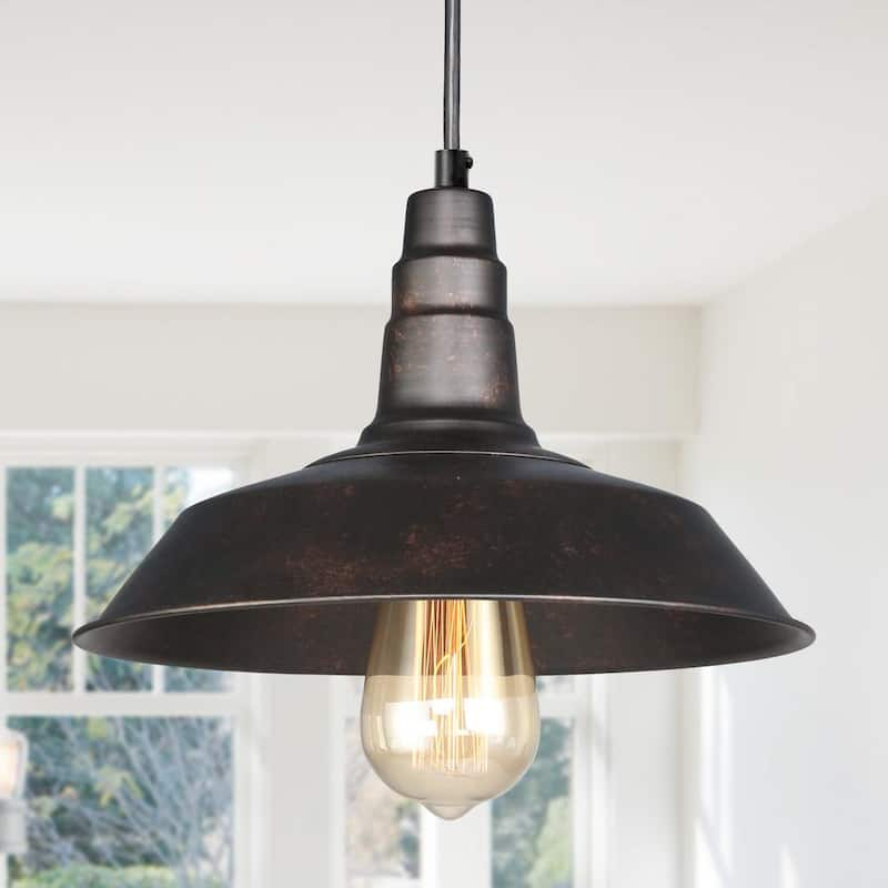 1-Light Modern Industrial Bronze Pendant Farmhouse Dining Room Island Pendant Hanging Barn Light Fixture