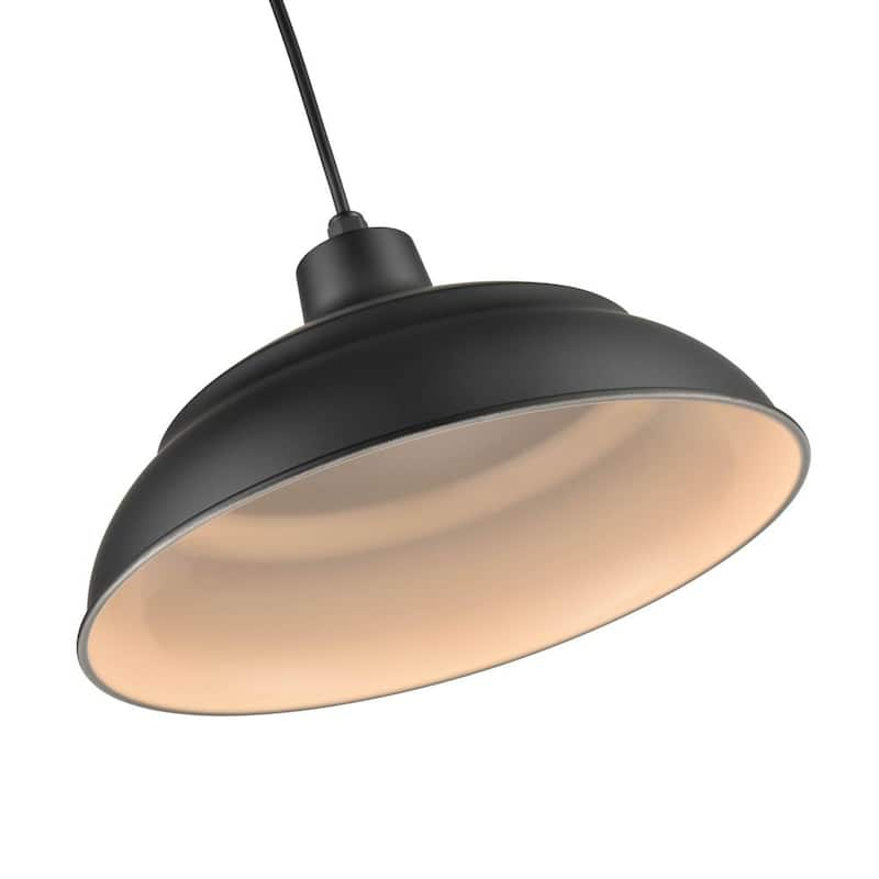 R Series 11-Watt Integrated LED Satin Black Pendant with Metal Shade