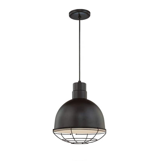 R Series 12 in. Wide 1-Light Satin Black Pendant