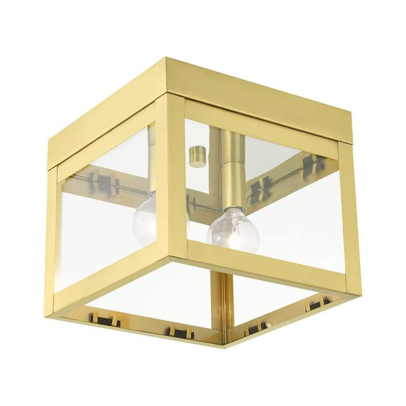 Nyack 2 Light Satin Brass Flush Mount Light