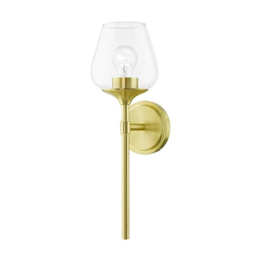 Willow 1-Light Satin Brass Wall Sconce with Clear Glass