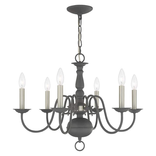 Williamsburgh 6 Light Scandinavian Gray Chandelier