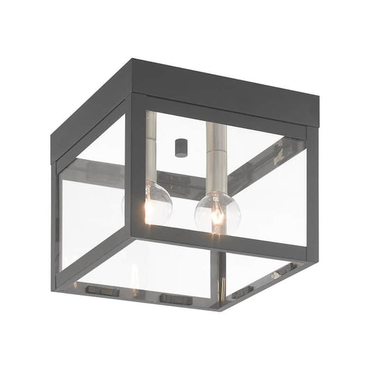 Nyack 2 Light Scandinavian Gray Outdoor Flush Mount Light