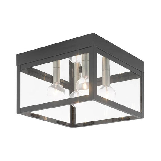 Nyack 4 Light Scandinavian Gray Outdoor Flush Mount Light