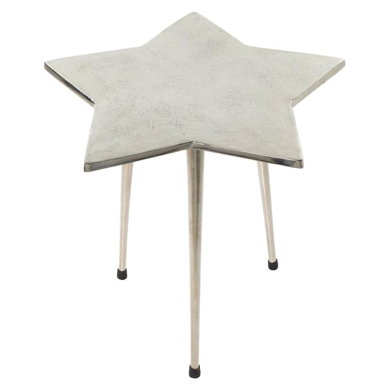 22 in. Silver Aluminum Glam Accent Table