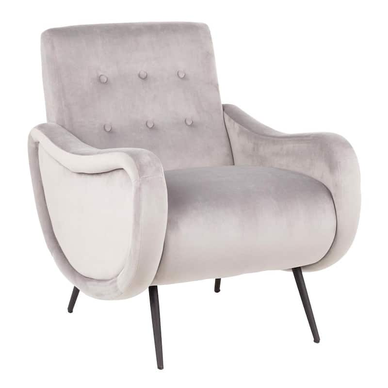 Rafael Silver Velvet and Black Lounge Chair