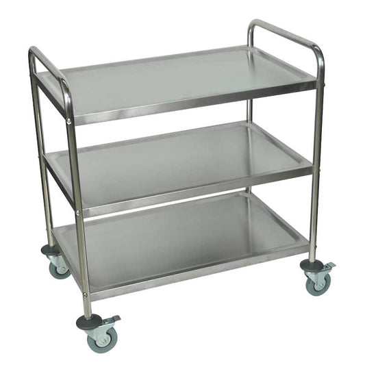 33 in. x 21 in. 3-Shelf Stainless Steel Cart in Silver