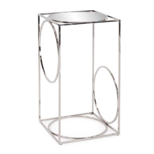 12 in. w x 12 in. d x 22 in. h Circa Silver Glass Top Pedestal Table