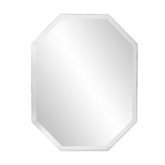 22 in. W x 28 in. H Frameless Octagon Bathroom Vanity Mirror in Silver