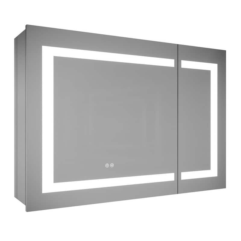 Yuris 36 in. W x 30 in. H Medium Silver Recessed/Surface Mount Medicine Cabinet with Mirror Defogger