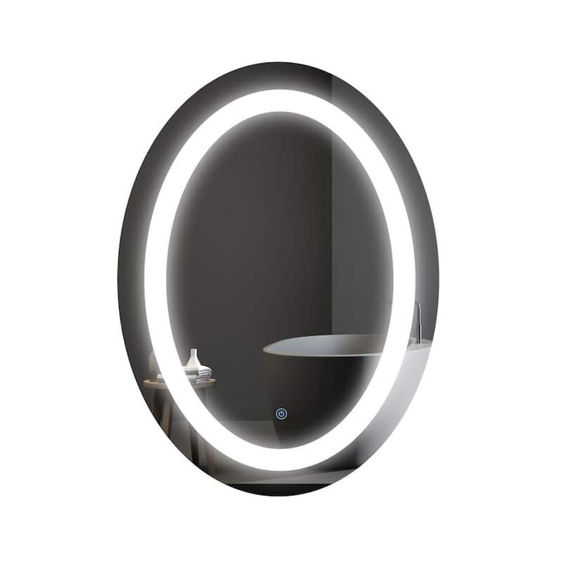 Yuris 24 in. W x 32 in. H Oval Frameless LED Mirror Dimmable Anti-Fog Wall-Mounted Bathroom Vanity Mirror