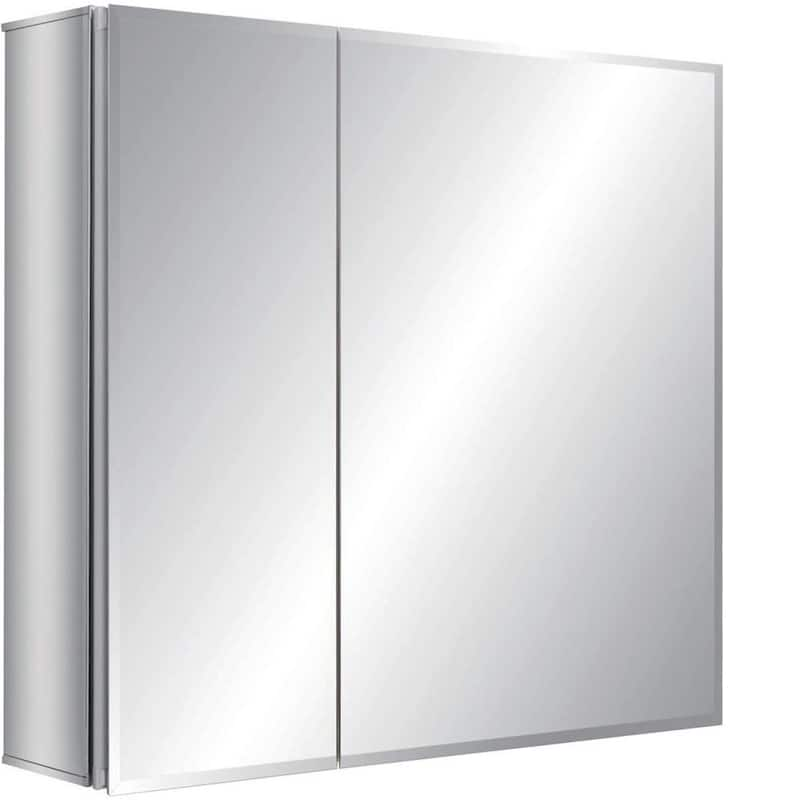 30 in. W x 26 in. H Rectangular Silver Aluminum Recessed/Surface Mount Medicine Cabinet with Mirror