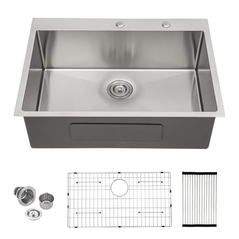 16-Gauge Stainless Steel 30 in. Single Bowl Round Angel Drop-In Kitchen Sink