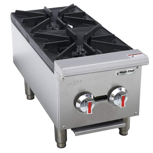 12 in. Commercial 2-Burner Countertop Hotplate in Stainless Steel