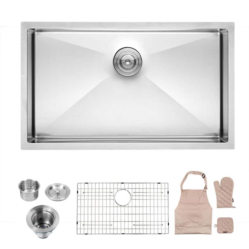 16-Gauge Stainless Steel 28 in. D Single Bowl Undermount Kitchen Sink