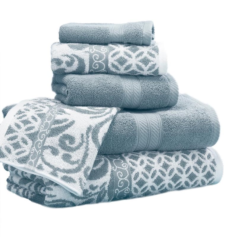 Trefoil 6-Piece Sterling Blue Geometric Bath Towel Set