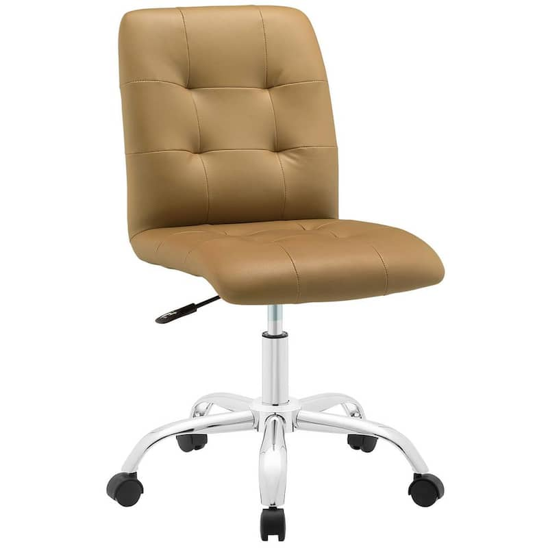 Prim Armless Mid Back Office Chair in Tan