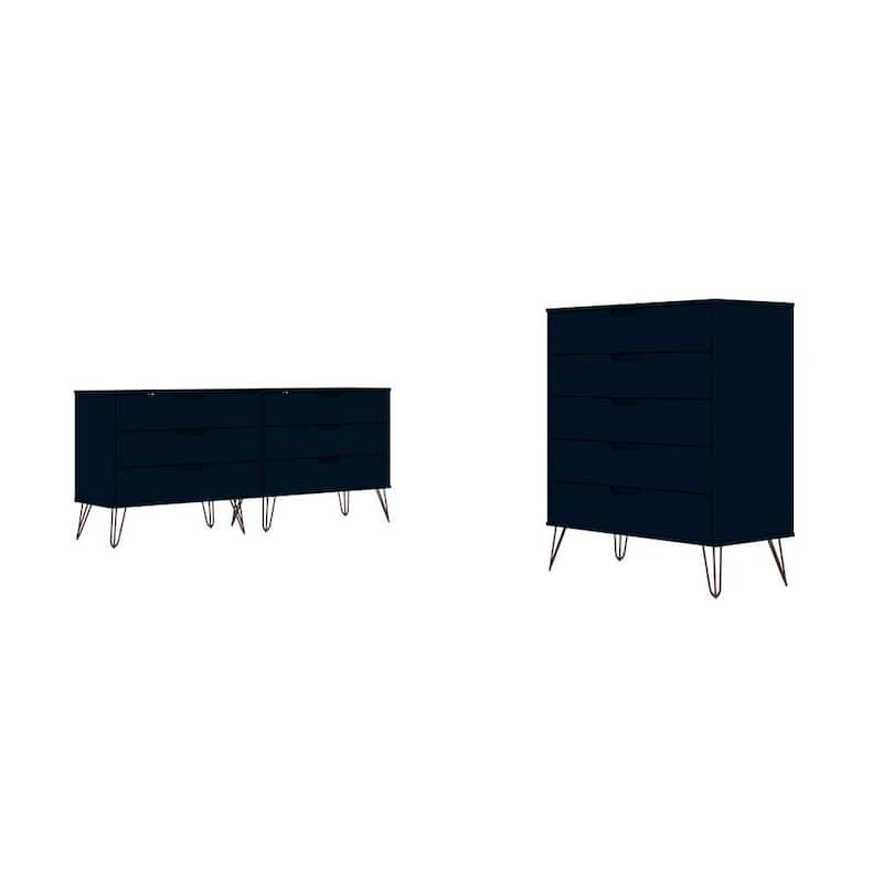 Rockefeller 5-Drawer and 6-Drawer Tatiana Midnight Blue Dresser Set