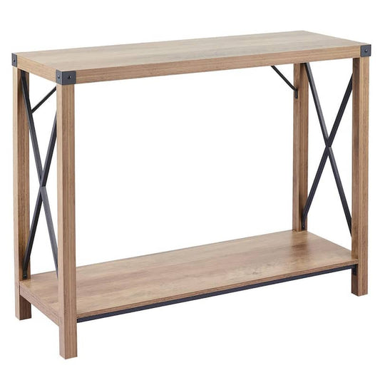 40 in. Teak Standard Rectangle Wood Console Table with Open Lower Shelf