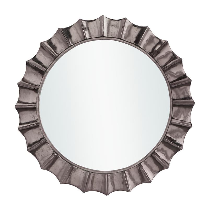 35 in. x 35 in. Round Framed Black Starburst Wall Mirror