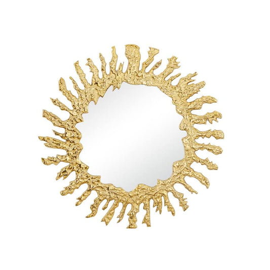 34 in. x 34 in. Round Framed Gold Starburst Wall Mirror