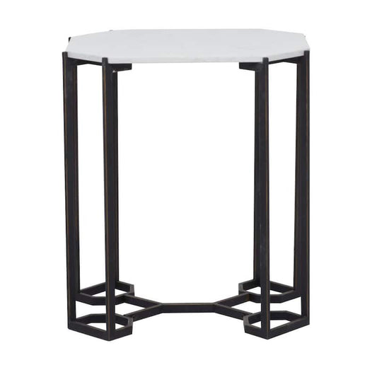 24 in. White Metal Contemporary Accent Table