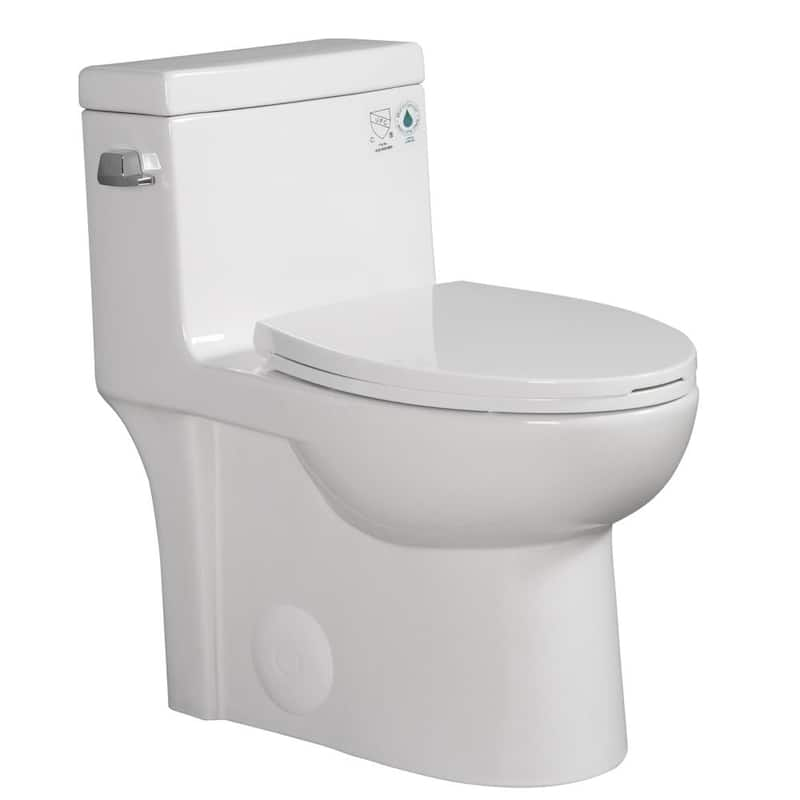 12 in. Rough-In 1-piece 1.28 GPF Single Flush Round Toilet in White, Seat Included