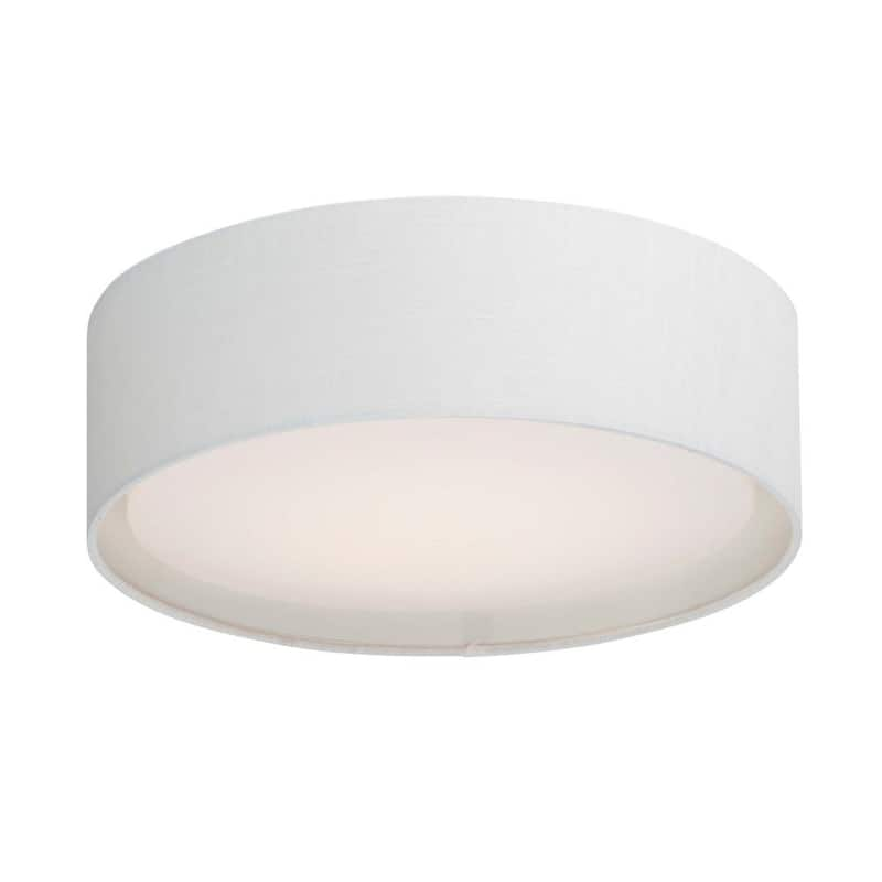 Prime 16 in. White Linen Integrated LED Flushmount Light