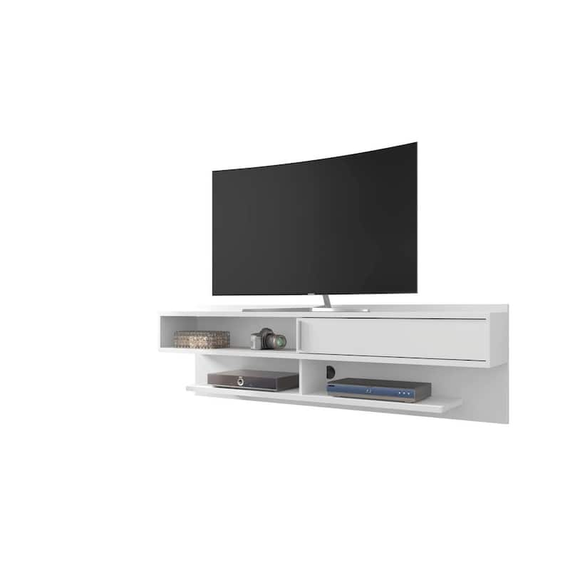 Rochester 71 in. White Particle Board Floating Entertainment Center Fits TVs Up to 60 in. with Cable Management