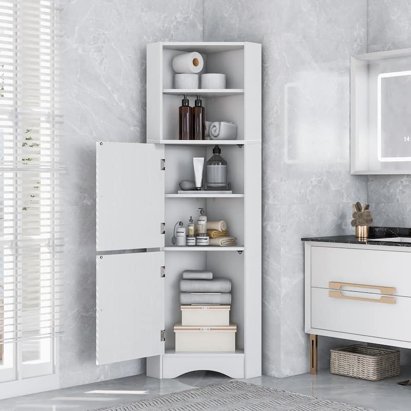 White Space Saving Storage Side Cabinet for Bathroom, Kitchen and Living Room