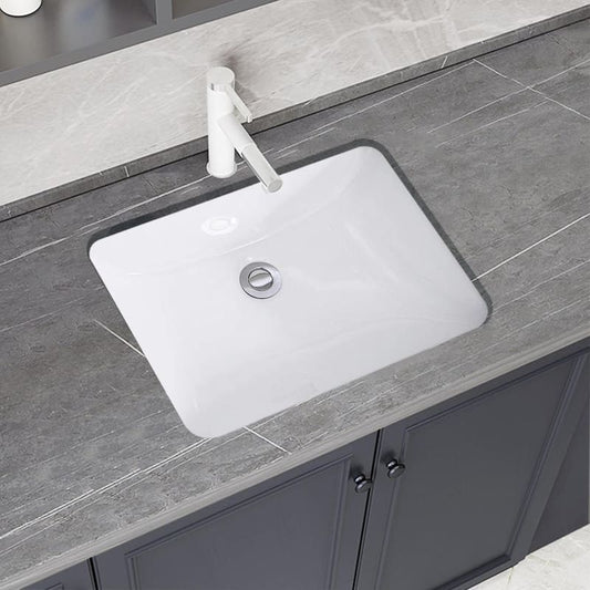 20.25 in. Undermount Rectangular Bathroom Sink Basin in White Ceramic