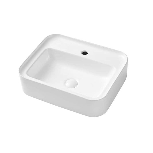 19.63 in. Ceramic Sink Basin Rectangular Wall-Mounted in White Bathroom Sink Art Basin Ceramic