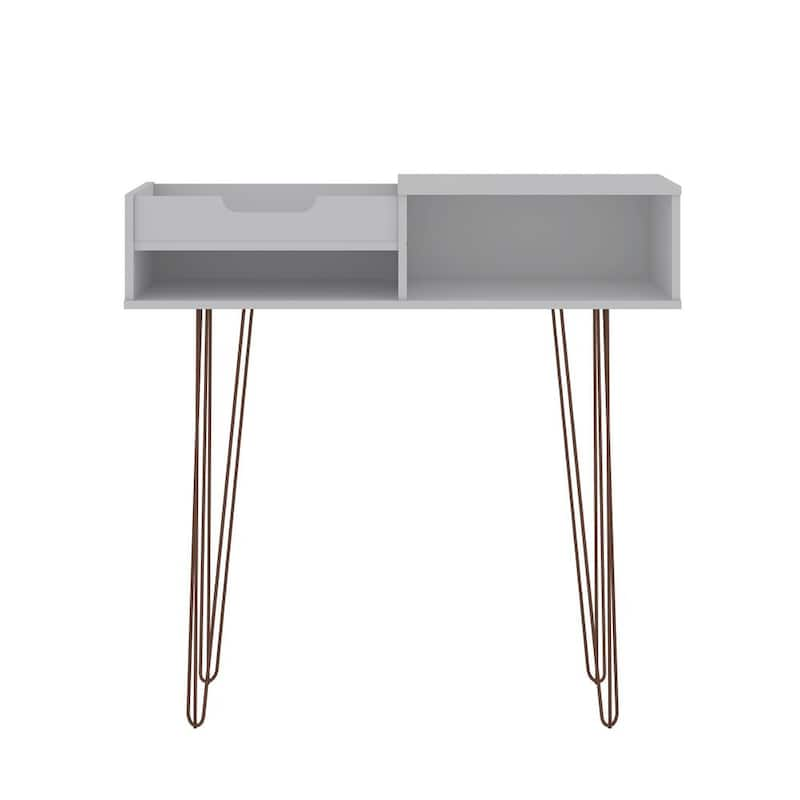 Rockefeller 40 in. White Standard Rectangle Composite Console Table with Storage