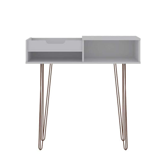 Rockefeller 40 in. White Standard Rectangle Composite Console Table with Storage