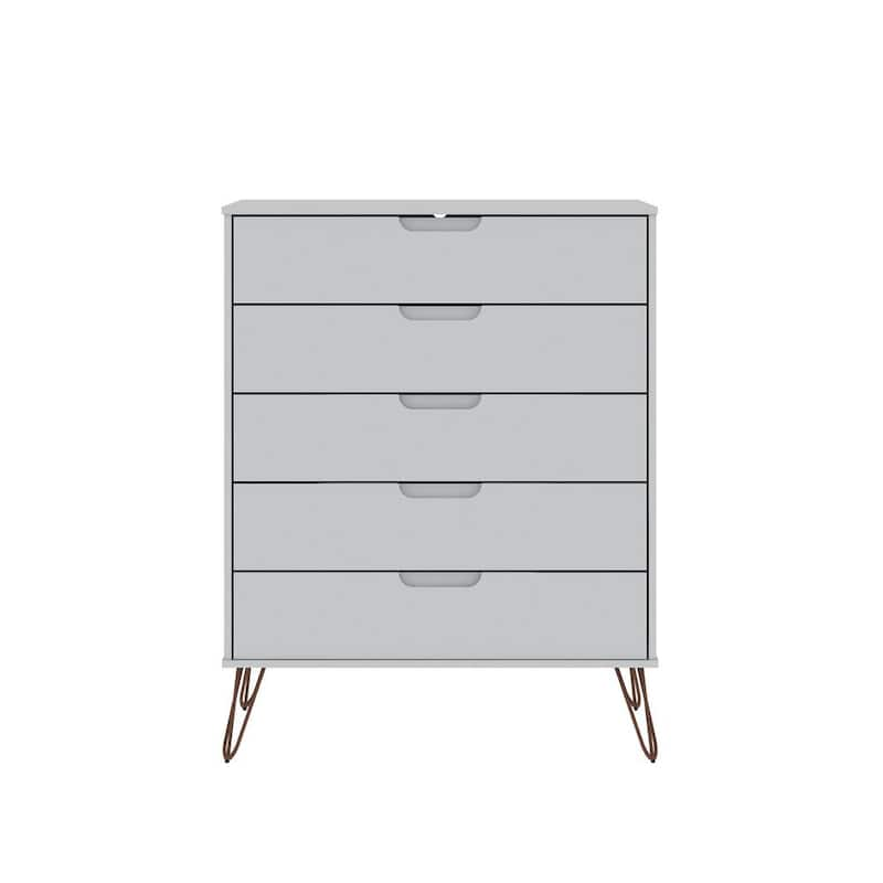 Rockefeller 5-Drawer White Tall Dresser (44.57 in. H x 35.31 in. W x 21.57 in. D)