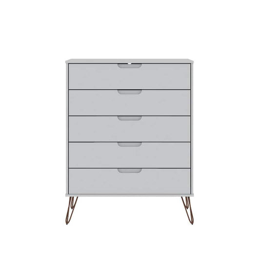 Rockefeller 5-Drawer White Tall Dresser (44.57 in. H x 35.31 in. W x 21.57 in. D)