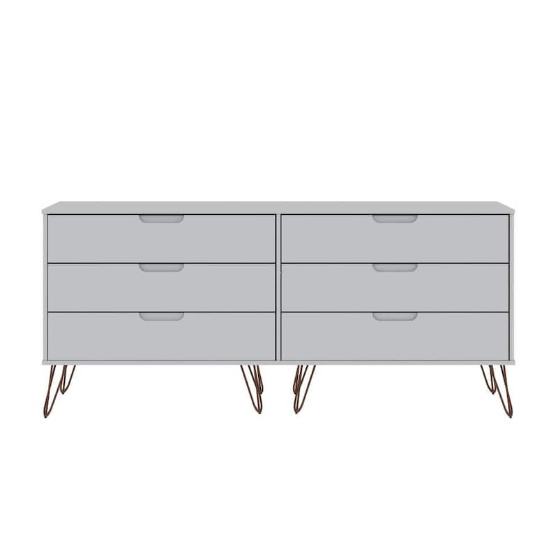 Rockefeller 6-Drawer White Double Low Dresser (30.24 in. H x 69.72 in. W x 19.02 in. D)