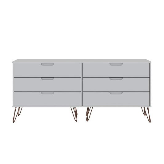 Rockefeller 6-Drawer White Double Low Dresser (30.24 in. H x 69.72 in. W x 19.02 in. D)