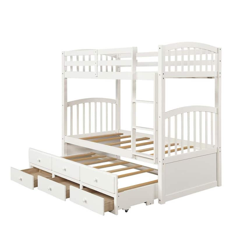 White Twin Over Full Bunk Bed with Storage